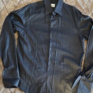 Armani Collezioni Men's Black Subtle Pinstripe Dress Shirt